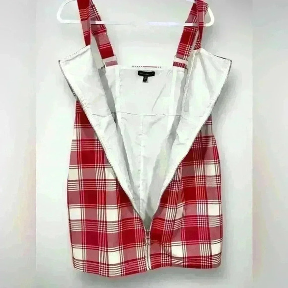 Womens Plaid Full Zipper Red and White Dress Adjustable Straps Size Large - Picture 2 of 10